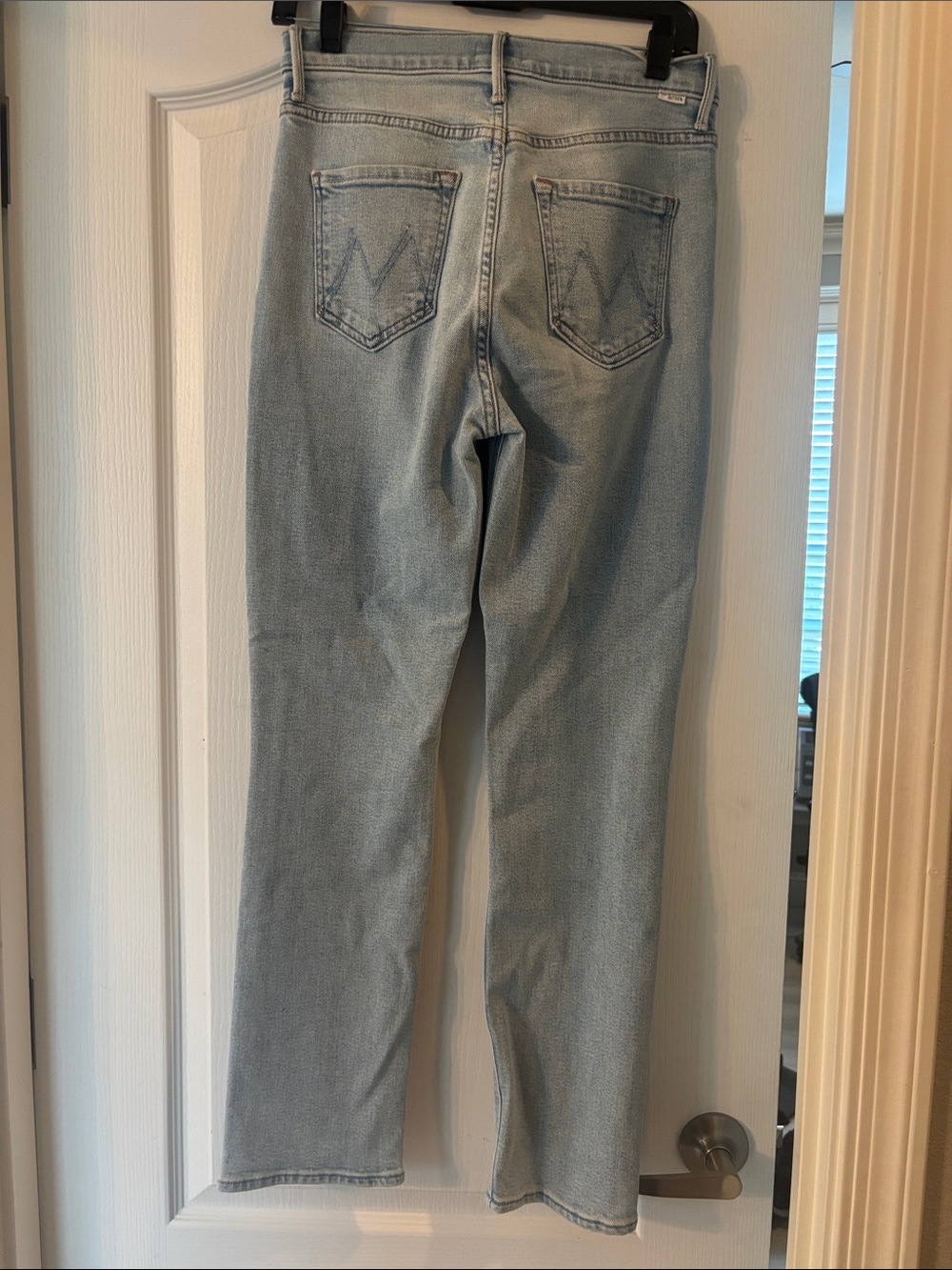 MOTHER Straight-Leg Light Blue Button-Fly Jeans- The Pixie Dazzler Ankle - Picture 2 of 5